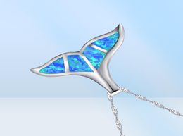 Posto de cola de ballena de ópalo azul en 100 925 Joyas de vida marina de plata esterlina para mujer Neckalce Gift6647783