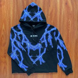 Blauwe vlam donkere hoodie Heren sweatshirts Hoodies vermist sinds donderdag 3m Lightning Hoodie Reflecterende Lightning Pullover Sweater Plus Size Sweatshirt SMLXL