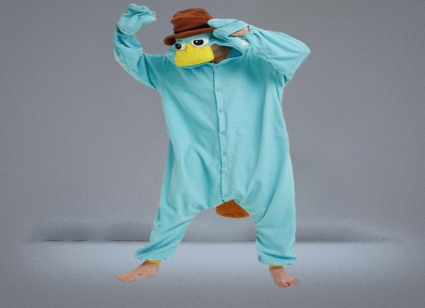 Bleu polaire unisexe Perry l'ornithorynque Costume Onesies Cosplay pyjamas adulte pyjamas animaux vêtements de nuit combinaison 2727545