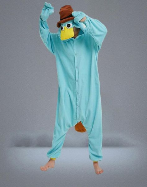 Polar azul Unisex Perry el disfraz de ornitorrinco Onesies pijamas de Cosplay pijamas para adultos ropa de dormir de animales mono 2363861