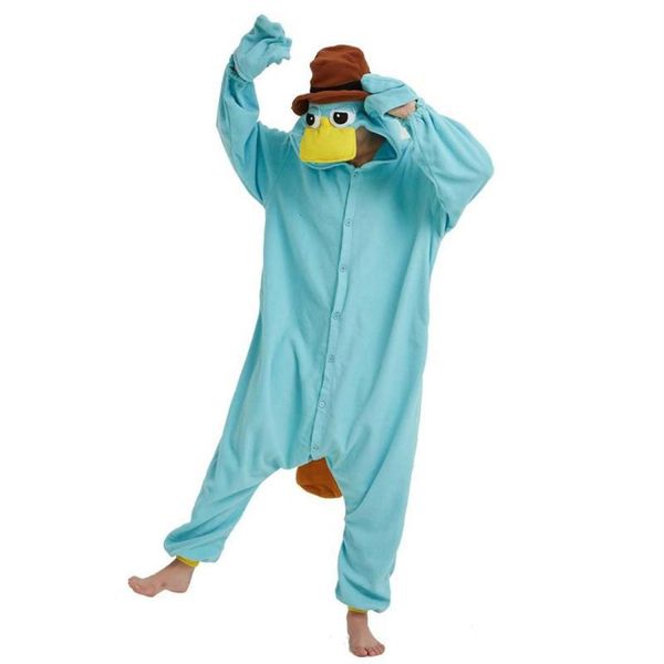 Polar azul Unisex Perry el disfraz de ornitorrinco Onesies Monster Cosplay pijamas pijamas para adultos ropa de dormir de animales mono 4761331273S