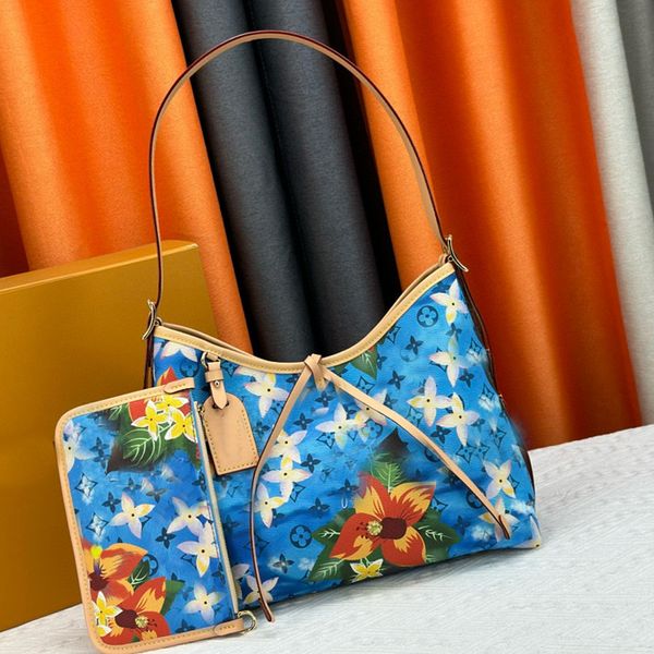 Fleurs bleues Colorful imprimées sacs de créateurs pour femmes sacs à bandouliers de mode de haute qualité avec petit sac à main de luxe de bourse 2024 Nouveau style Hobo