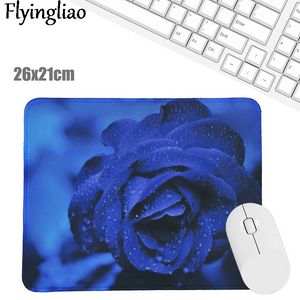 Blue Flowers Rose Creative Office Keyboard Pad Kawaii Laptop Muismat Antislip Bureaumatten Custom Desk Pad Muismat Pols