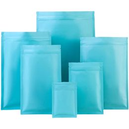 Bolsas de embalaje de Mylar de papel de aluminio para alimentos azules, bolsa sellable comestible con cierre de cremallera mate de plástico para refrigerios, té, café, hierbas secas, máscara de flores, protección de almacenamiento a largo plazo