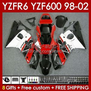 Marco del cuerpo para YAMAHA YZF-600 YZF R6 R 6 600CC YZFR6 1998 1999 00 01 02 Carrocería 145No.10 YZF 600 CC Carenado YZF-R6 98-02 YZF600 98 99 2000 2001 2002 Kit de carenado rojo blanco negro