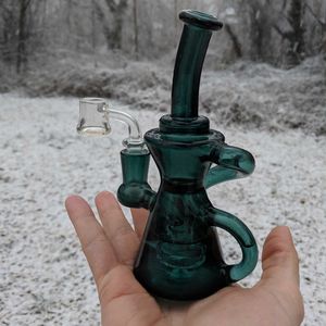 blauw groen paarse waterpijp bubbler glas bong unieke bedwelmende rigs recycler waterleidingen shisha gereedschap 14,4 mm banger nagel