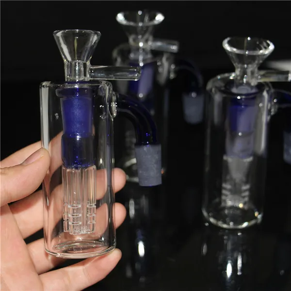 Bong en verre bleu narguilés cendriers 14mm 18mm d'épaisseur Pyrex barboteur cendrier 45 90 degrés cendriers conduites d'eau