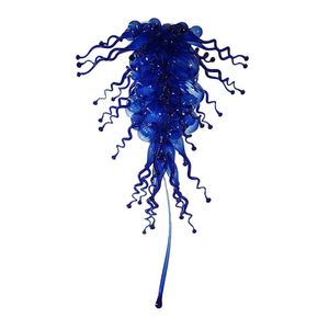 Blauw glazen kroonluchter lamp led hand geblazen glazen bubbels en wendingen hanglampen huis decoratie woonkamer glans 60 tegen 120 cm