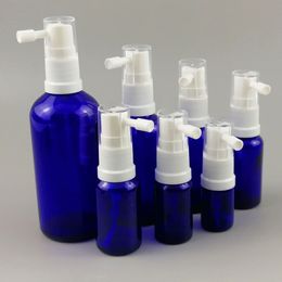 Blauw glas lege fles orale oor keel neusspuit witte pomp voor op water gebaseerde oplossing 10 ml 20ml 30ml 50ml 500pcs