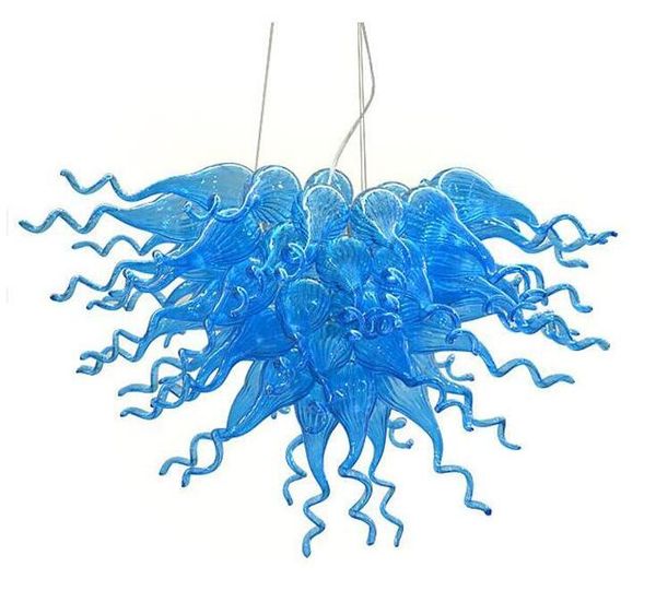 Lampes Bleu Murano Lustres Lampe LED Lumière 2 Ans De Garantie Salon Salle À Manger Lustre Décoratif En Verre Soufflé À La Main