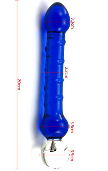 Consoladores de pene de vidrio azul, cuentas anales, tapón anal para masturbación femenina, juguetes sexuales eróticos para ano, productos para adultos para mujer 2035 cm 1796024733