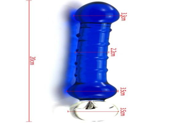 Consoladores de pene de vidrio azul, cuentas anales, tapón anal para masturbación femenina, juguetes sexuales eróticos para ano, productos para adultos para mujer 2035 cm 1797446937