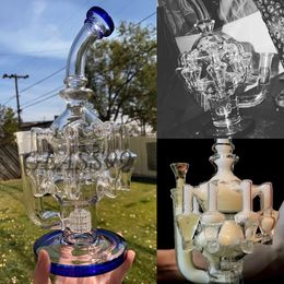 Stereo Matrix Perc Glazen Waterpijpen Recycler Bong Bubbler Wax Dabber Olieplatforms Diffuus Douchekop Terugstromen Waterleidingen met 14mm Joint