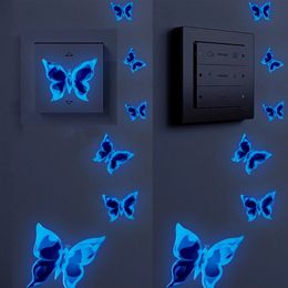 Blauwe Glowinthedark Vlinder Muurstickers Kamer Decoratie Accessoires Cartoon Sticker voor Jubilea Verjaardagen Paster 240112