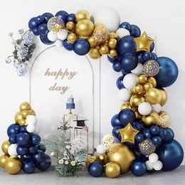 Blue Gold Balloon Garland Arch Kit Confetti Latex Ballons Ballons Mariage Anniversaire Party Party Kids Adult Baby Shower Graduate 231220