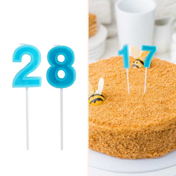 Blue Gold Digital Bandle Birthdle Birthdle Cake Candle 0 1 2 3 4 5 6 7 8 9 Cake Topper Girls Boys Baby Party Supplies Decoration