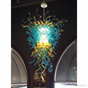 Ocean Blue Golden Hand Made Blown Lamp Art Kleurrijke stijl Glazen Kroonluchter voor Woonkamer Keuken Villa Lobby Koffie Huis Decor