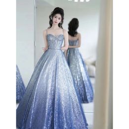 Blue magnifique robes de bal aso ebi luxe Nouveau 2024 princesse plus taille robes de soirée