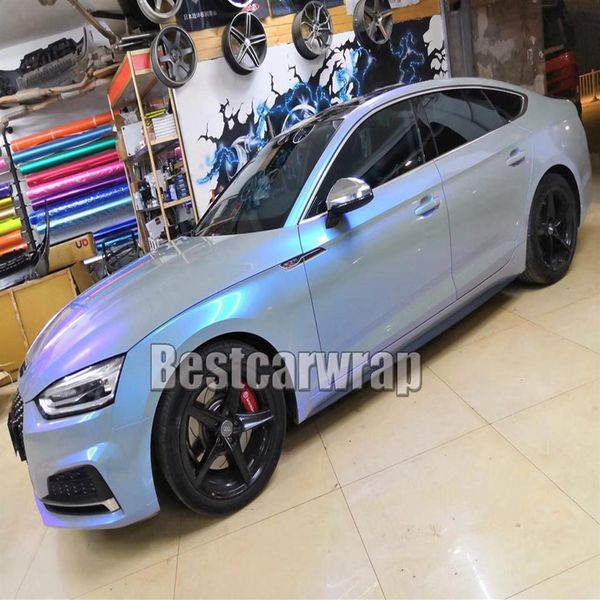 Blue Grey Gloss Rainbow Shift Color Fow Vinyl Wrap Flip With Air Bubble For Car Wrap Cover Film Fil Foil Taille1 52 20m Roll 5x274A