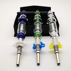 Blue Green Clear Micro NC Nector Collector Kit 10 mm 14 mm Conjunto Mini Bongs de vidrio con titanio Nail Smoking Pipes Paquete de caja al por menor NC10