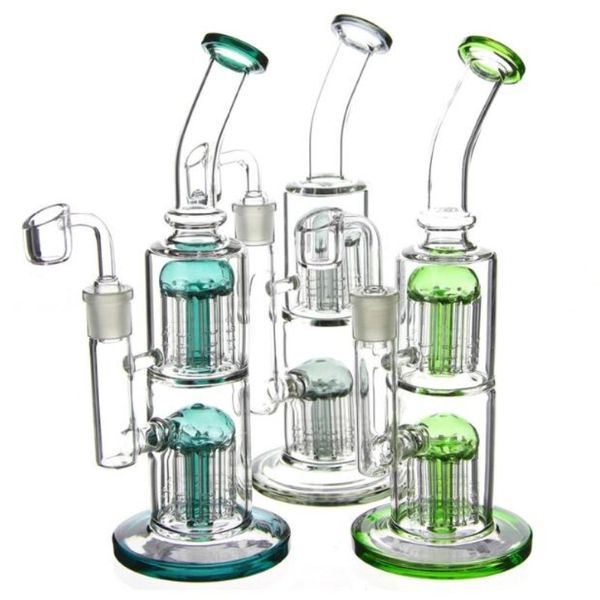 Purple Arms Trees Vortex Glass Bong Recycler bécher cire capiteux Klein bongs dab plates-formes pétrolières tuyaux avec banger rig pipe à eau barboteur cyclon