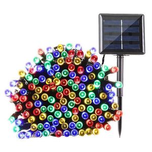 Bleu vert blanc multicolore extérieur jaune lampes solaires 12M 100LED s lumière LED chaîne fée fête de noël solaire lampe de jardin D2.0