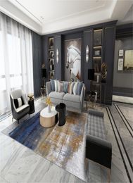 Série bleu gris et or tapis moderne chambre chevet tapis antidérapants salon rayure maison tapis de vie ameublement tapis de sol 6819604