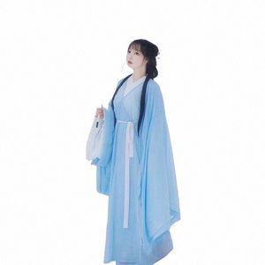 Blauw Hanfu Pak Chinese Traditial Kleding Voor Vrouwen Volwassen Oude Princ Fee Kostuums TV film podium slijtage Lg Gewaad A1Ro #