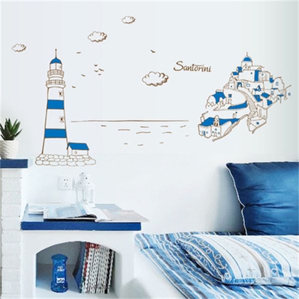 Mur de réglage TV Blue Harbour PVC trois générations de stickers muraux sur le mur 210420