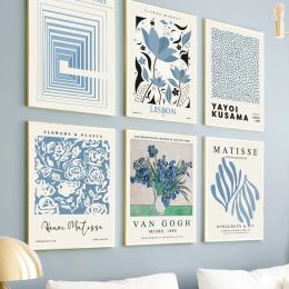 Blue Henri Matisse Yayoi Kusama Flower Market Posters en prints Wall Art Canvas Painting for Living Room Decoratieve foto's