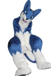 Blue Husky Fox midden-lengte vachtmascotte kostuum wandelen Halloween Kerstmis en grootschalig evenementpak rollenspel