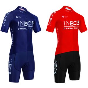 Blauw INEOS Wielertrui Bike Shorts Set Mannen Vrouwen VAE TEAM Sneldrogend Pro Ciclismo Maillot Jersey 20D Slabbetjes broek Kleding