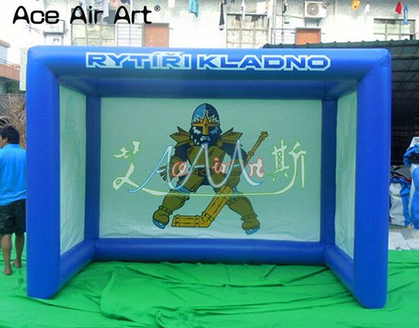 Juego de puerta de pelota de hockey inflable azul/portería de tiro de pelota de hockey inflable/objetivo de fútbol inflable de Carnaval para juego de jardín