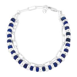 Blue is Pretty' Bracelet en argent sterling avec perles de lapis, 7,25