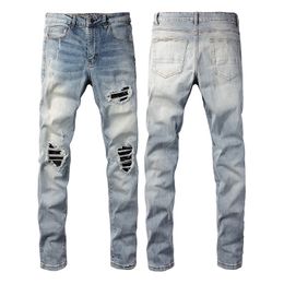 Blue Jeans Broek Slim Fit Heren Geschilderd Hip Hop Stretch Ripped Mannen Skinny Denim Pant Heren Casual Broek Big Size 28-40 US Size 6667