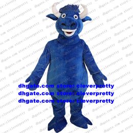 Bleu Kerbau Buffalo Bison mascotte Costume boeuf taureau vache bétail veau personnage de dessin animé carnaval Fiesta garder comme souvenir zx2541