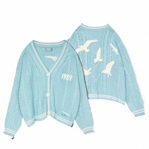 Cardigans en tricot bleu pour femmes 2023 Automne Taylor Nouveau pull coréen y2k Lg manches Butt chaud vêtements d'extérieur 1989 Ccert Knitwear P5xf #