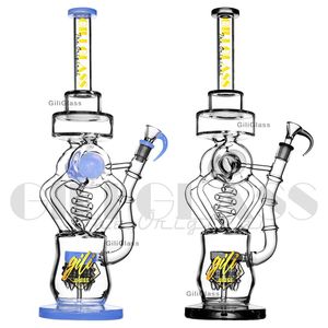 17 inch glazen bong dubbele waterpijprecycler bongs gesneden donut perc dab rig sidecar waterleidingen met kom kwarts nagelolie rookpijp rookpijp