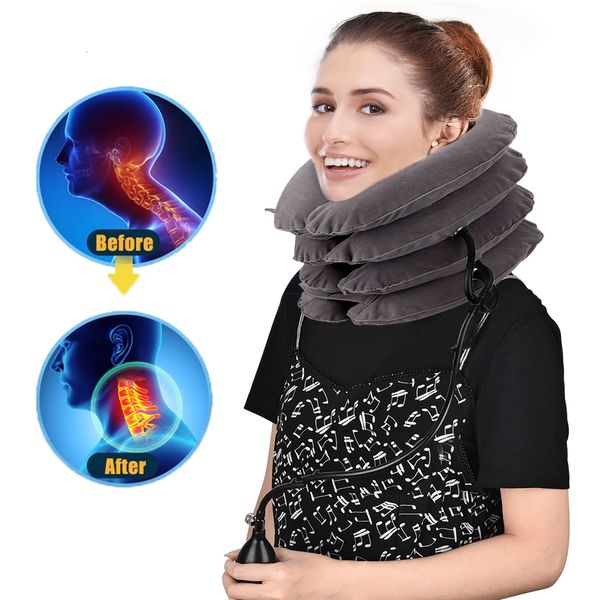 Gafas de bloqueo de luz azul Retractor cervical inflable Masajeador de cuello Tracción de aire Estiramiento Brace Almohada de cuello suave 230828