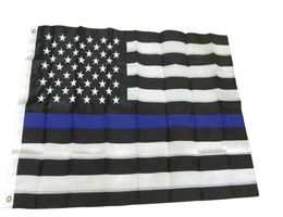 Blauwe lijnvlag 3 x 5 ft 210D Oxford Nylon met geborduurde sterren en genaaide strepen Amerikaanse flag1835989