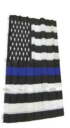 Blauwe lijnvlag 3 x 5 ft 210D Oxford Nylon met geborduurde sterren en genaaide strepen Amerikaanse vlag4164530