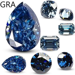 Blauwe Losse 100% Echte Lab Edelsteen Stenen Voor Vrouwen Sieraden Diamanten Ring Materiaal GRA RoundPearEmeraldCushion Cut 240105