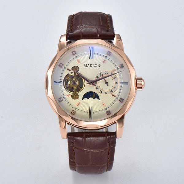 Reloj de hombre azul Relojes de pulsera mecánicos automáticos Moda Diseñador de alta calidad Reloj de lujo para hombre Clásicos Hollow Out Hombres Relojes de oro rosa Reloj con correa negra