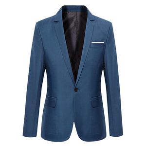 Blue Men Blazers Work Office Men Tuxedos for Formal Pockets Coat Blazers mannelijke aangepaste heren zakelijke slanke blazers LJ201103