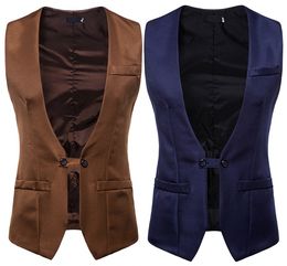 Gilet de robe de mariée bleu pour hommes automne et hiver nouveau design à col en V armure pour hommes costume de bouton à double rangée d'auto-culture pour hommes et Jack