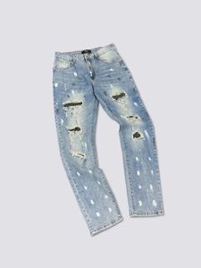 Jeans de créateur de hommes bleus jeans longs de haute qualité jeans de luxe de haute qualité jeans slim fit streetwear streetning jean en détresse lavée