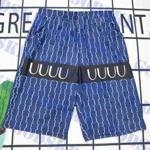 Blauwe Heren Shorts Brief Print Zwembroek Textiel Losse Man Joggingbroek Sneldrogende Zwemkleding