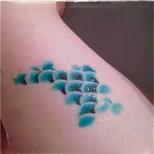 Bleu sirène échelle temporaire tatouage autocollant femme étanche petite taille frais mode poignet faux tatouage bras personnalité tatouage