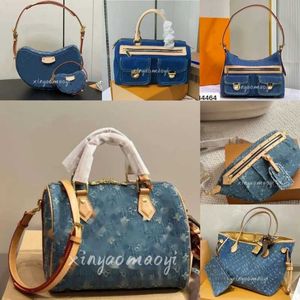 Blue Messenger Bags for Mens Dames Haspbrief Crossbody Cowboy Schoudertas Handtassen Handtassen Verwijderbare portemonnees totes