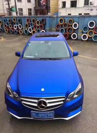 BLAUWE METALLISCHE MATT VINYL WRAP -auto Wikkel met luchtbel chroom Matte vinylfilm Blue Satin Film Vehicle Wraping Sticker Foil2876612